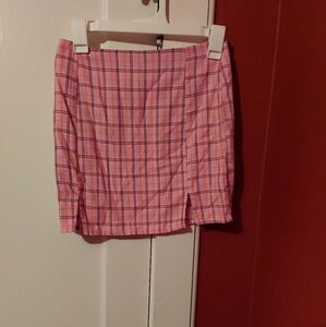 Pink plaid skirt